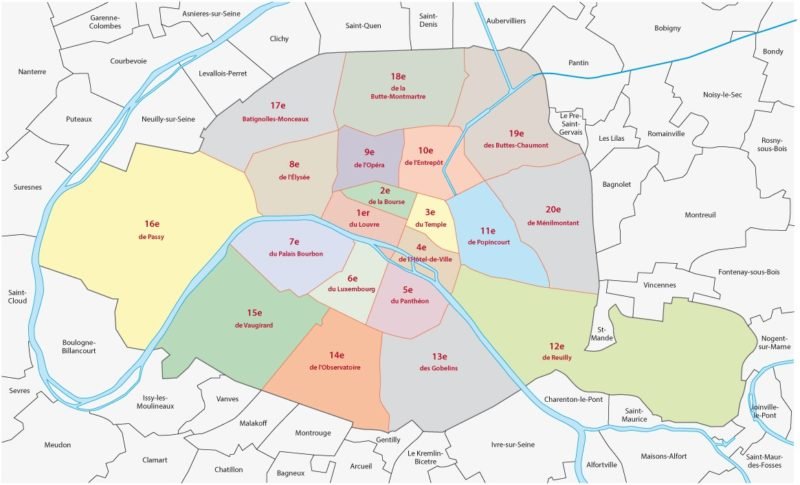 Mapa de Paris Arrondissements